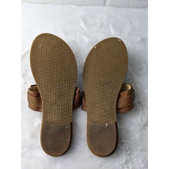 Michael Kors Colleen Acorn Leather Thong Sandals Size 6.5M - Picture 5 of 7